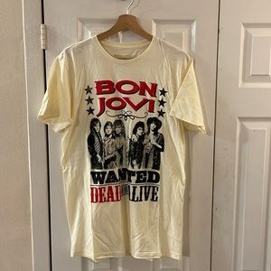 Bon Jovi “Wanted Dead Or Alive” T Shirt in size small in cream colour